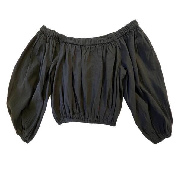 Circus NY by Sam Edelman Peasant Crop Top XS Black Cottagecore Coquette NWOT - Picture 1 of 9